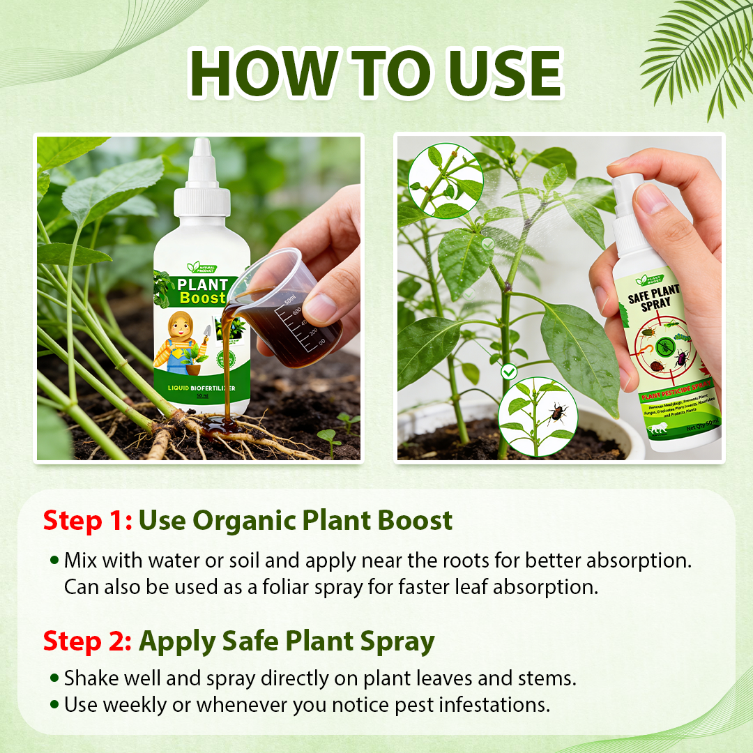 3 Organic Plant Boost & Get 2 Safe Plant Pesticide Spray for FREE ( Pack Of 5 )